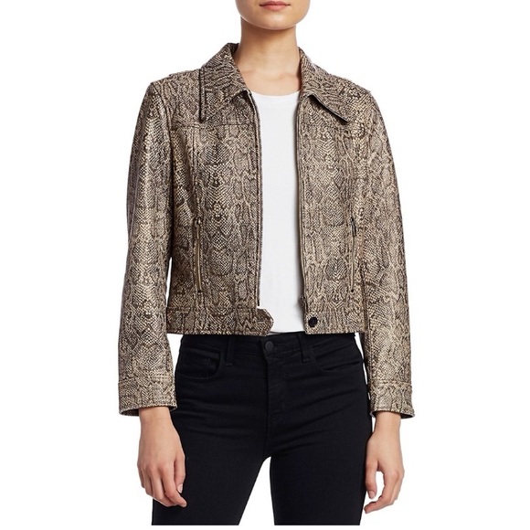 Joie snakeskin Abraham leather jacket- gravel -NWT‼️ BLACK FRIDAY SALE‼️ - Picture 4 of 16